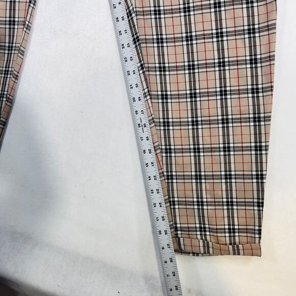 Nasty Gal Collection Pants Woman's 10 Tan Black Red Check Cuffed Legs - Picture 6 of 11